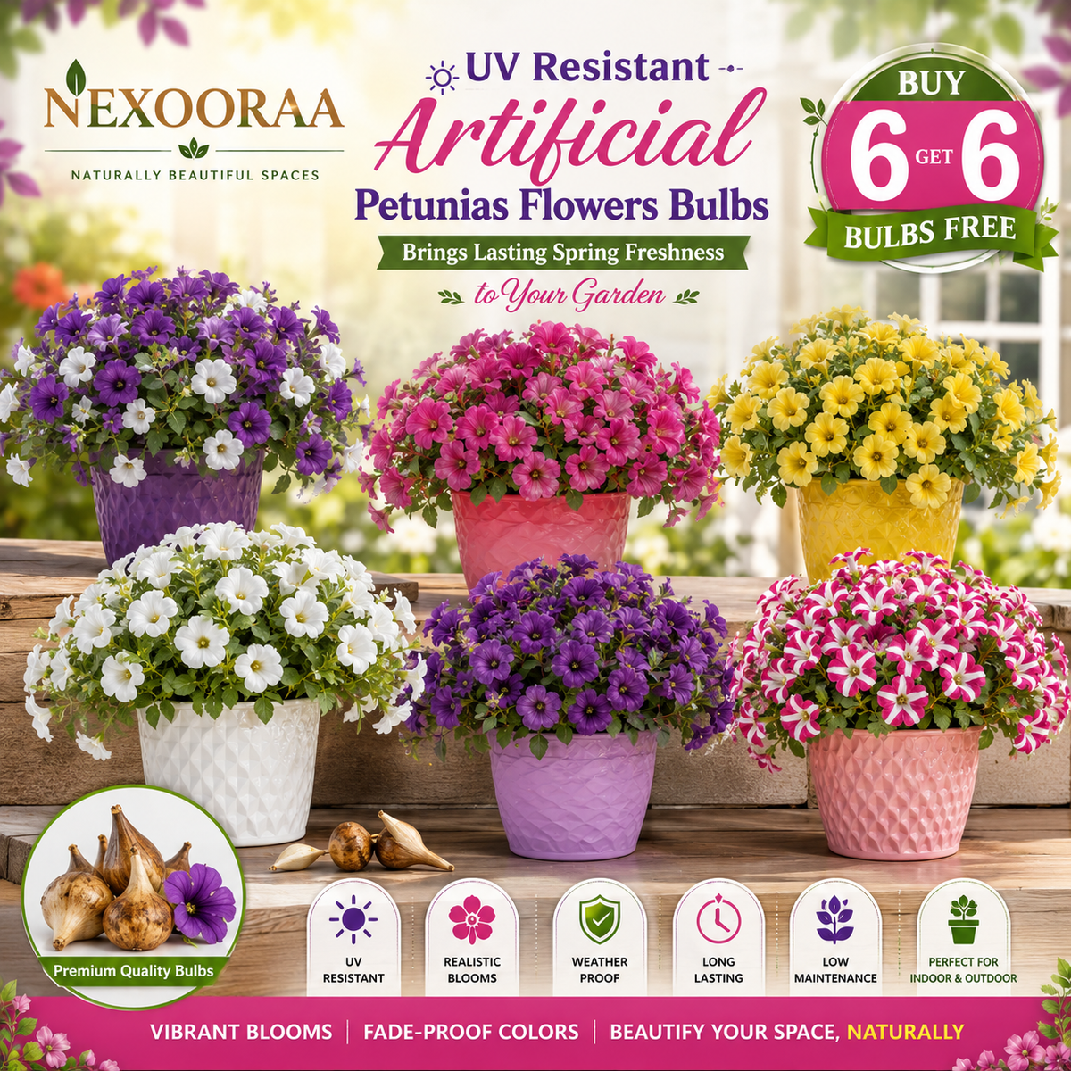 🔥Last Day 50% OFF🔥UV Resistant Artificial Petunias Flowers Bulbs🌸 Buy 6 Get 6 Free Bulbs🌸