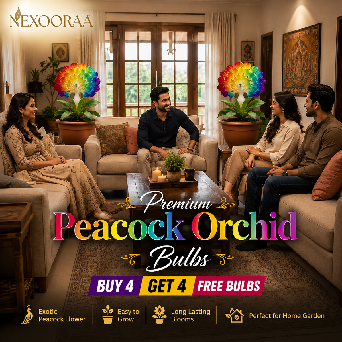 💠 “THE QUEEN OF FRAGRANT BLOOMS — PEACOCK ORCHID BULBS FOR PURE GARDEN LUXURY”🌸Buy 4 Get 4 Free Bulbs🌸