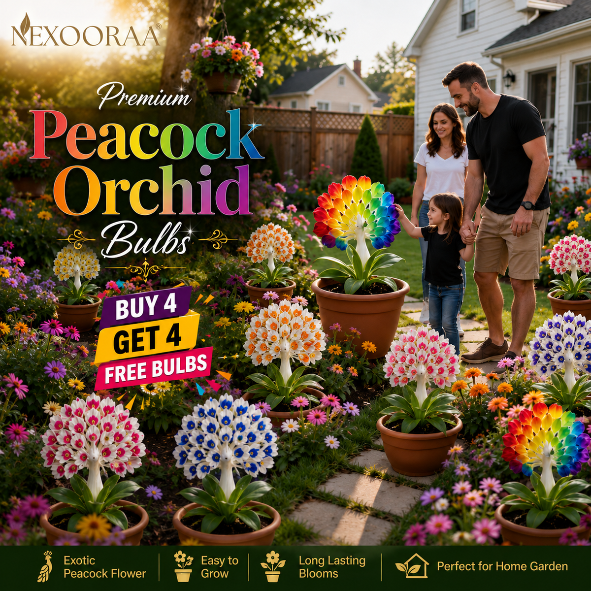 💠 “THE QUEEN OF FRAGRANT BLOOMS — PEACOCK ORCHID BULBS FOR PURE GARDEN LUXURY”🌸Buy 4 Get 4 Free Bulbs🌸