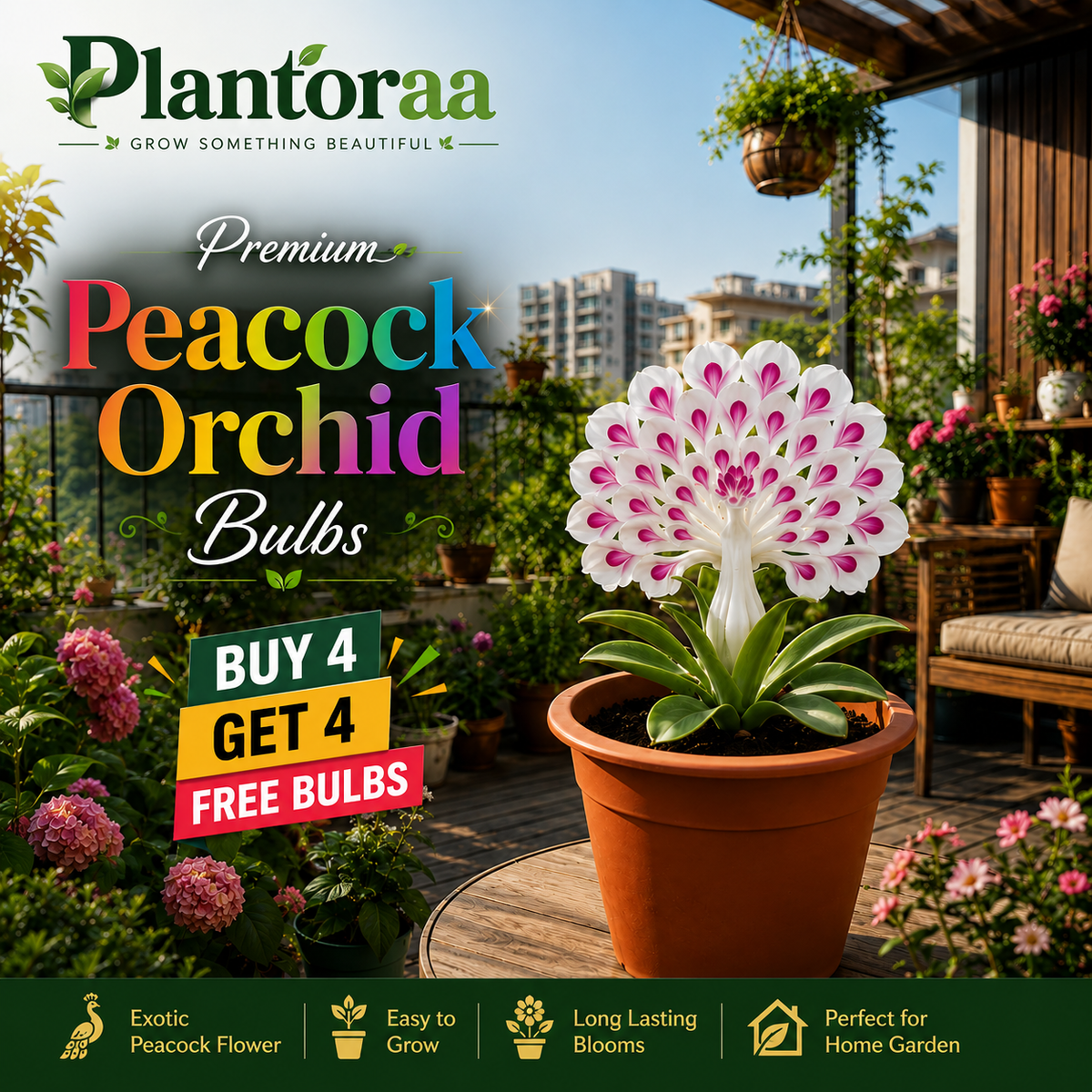 💠 “THE QUEEN OF FRAGRANT BLOOMS — PEACOCK ORCHID BULBS FOR PURE GARDEN LUXURY”🌸Buy 4 Get 4 Free Bulbs🌸